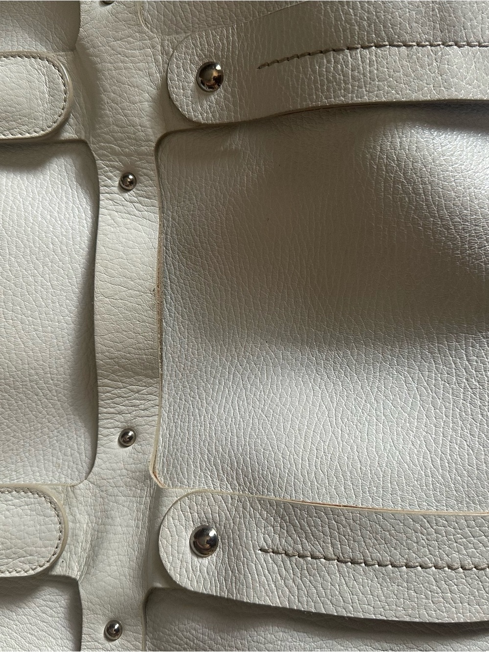 Salvatore Ferragamo Cream Pebbled Leather Top-Handle Tote - Picture 4 of 13